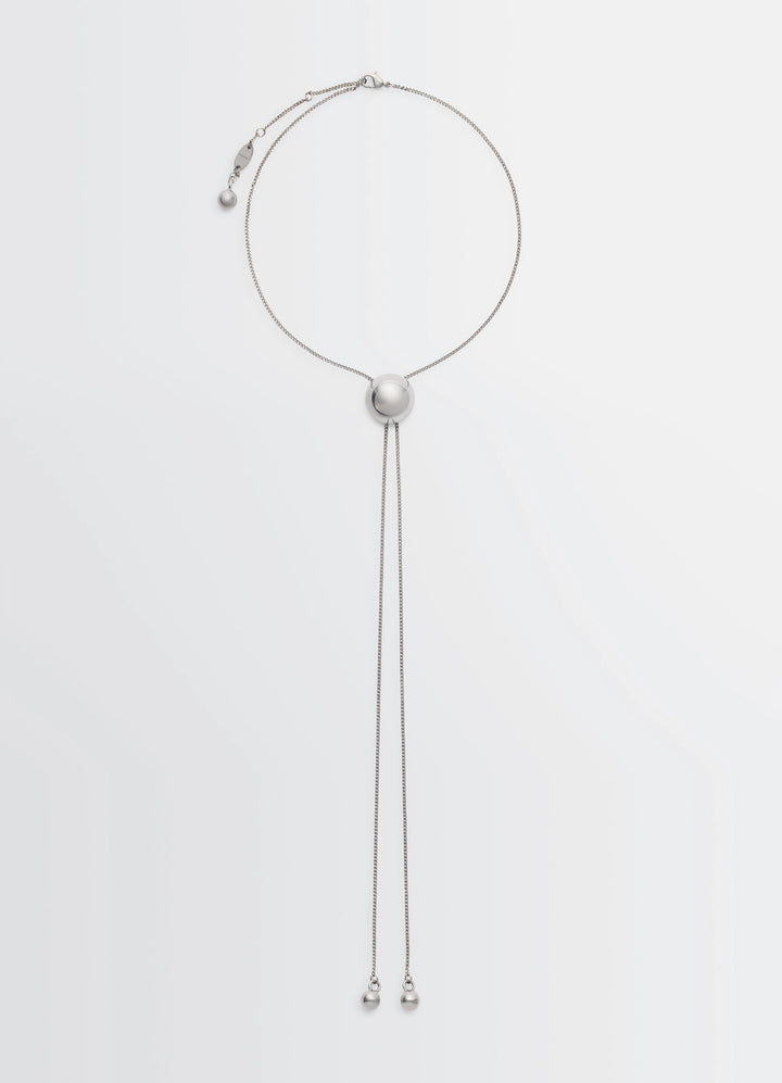 Lemaire Rattle Bolo Tie in Silver-plated Brass, product shot, Front view Western tie style
