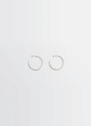 Lemaire Classic Hoops M in Recycled Rhodium-Plated Silver, product shot, Front view Medium-sized hoops