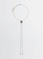 Cat Eye Rattle Bolo Tie in Silver-plated brass, product shot, Front view Adjustable design