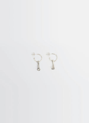 Clove Earrings in Hammered Patinated Brass, product shot, Front view Clove shape