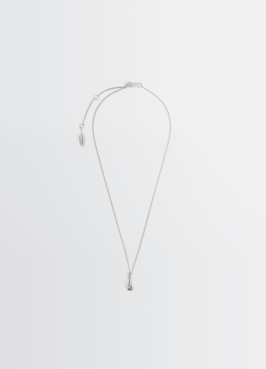 Clove Necklace in Hammered Patinated Brass, product shot, Front view Delicate pendant