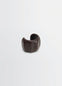 Lemaire Carlos Cuff in Brown Goats Leather, product shot, angled side view molded organic form