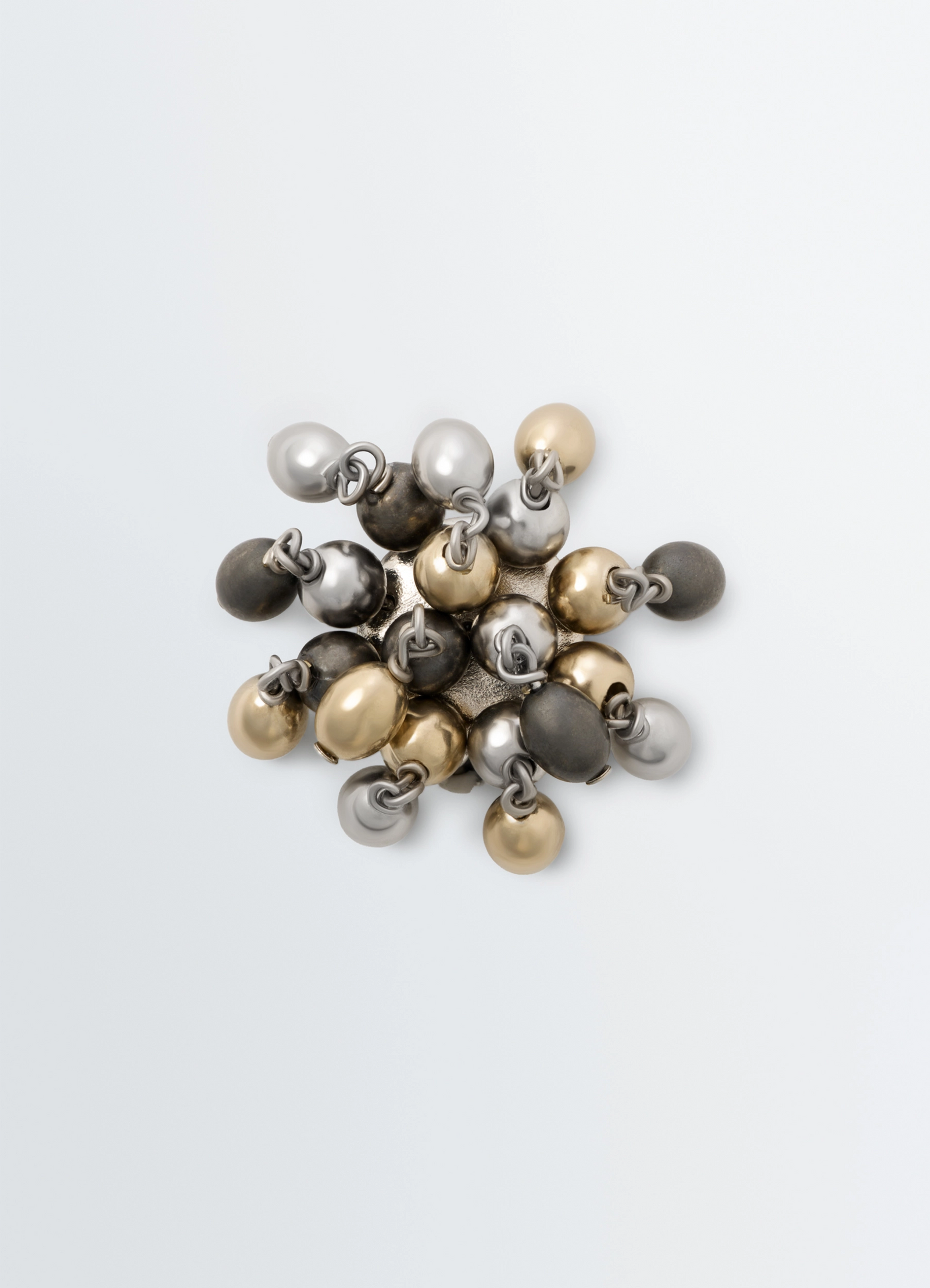 Seeds ring in mixed metallics, product shot, top view clustered seeds design