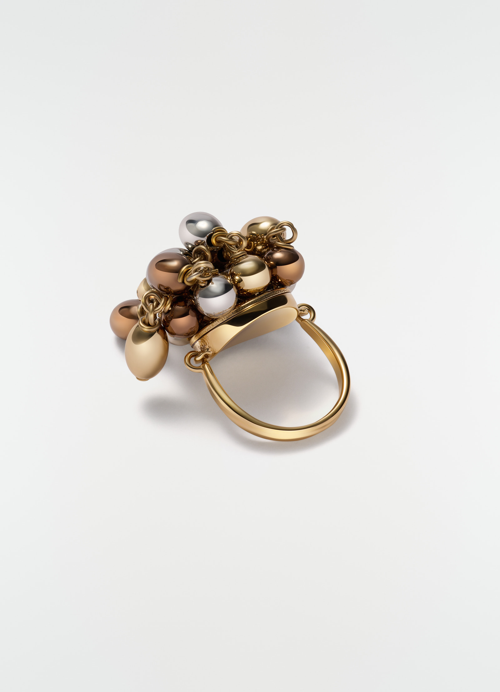 Seeds ring by lemaire in gold-tone metal with cluster detail, styled shot on plain white background.