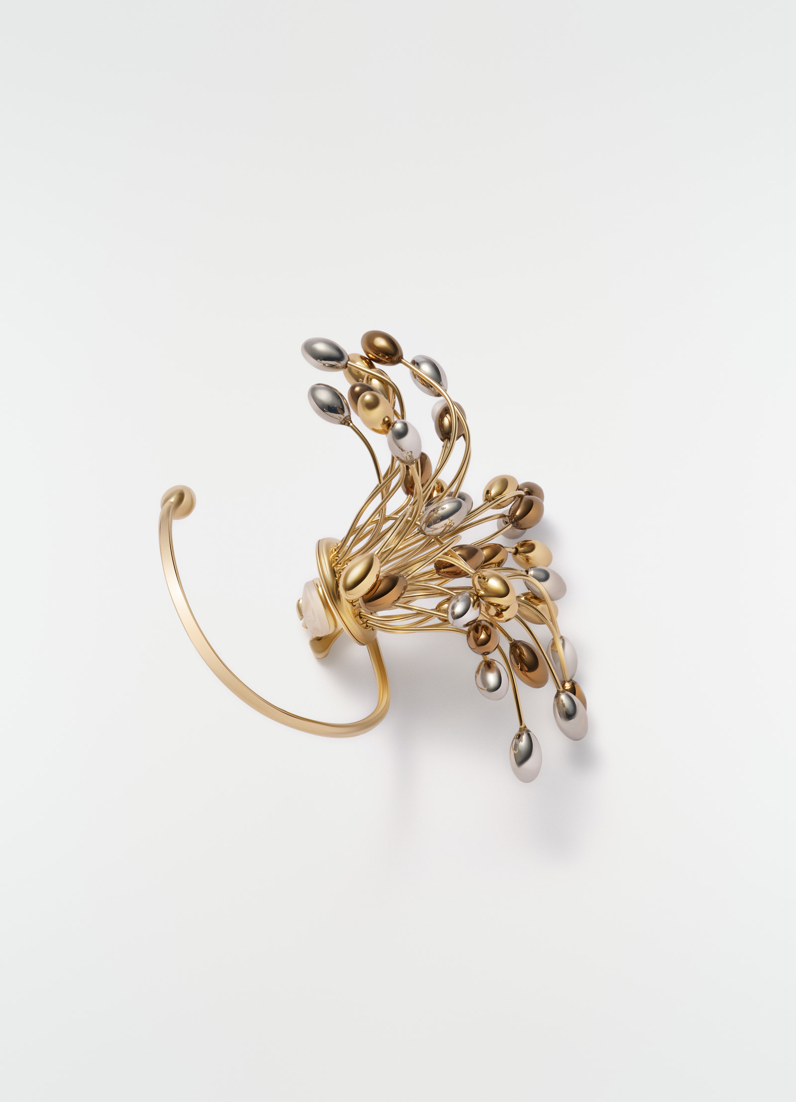 Seeds single earring lemaire featuring multicolour metal seeds and gold-tone wire detail on white background close-up