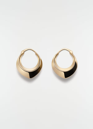 Drop edge hoop earrings in gold-plated silver by lemaire on plain white background front view