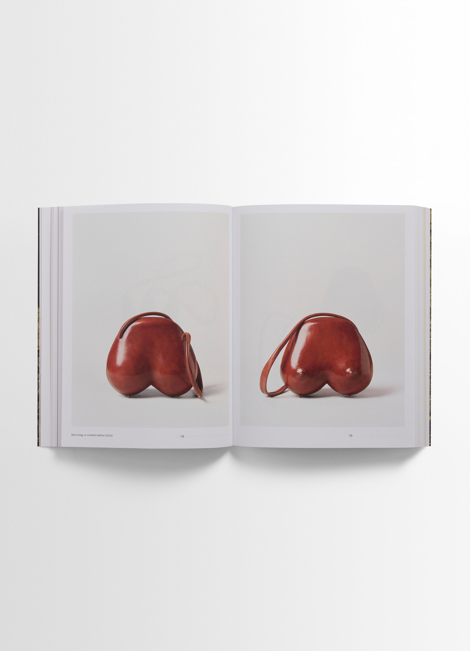 Carlos peñafiel book in molded leather, open spread view rich photographs