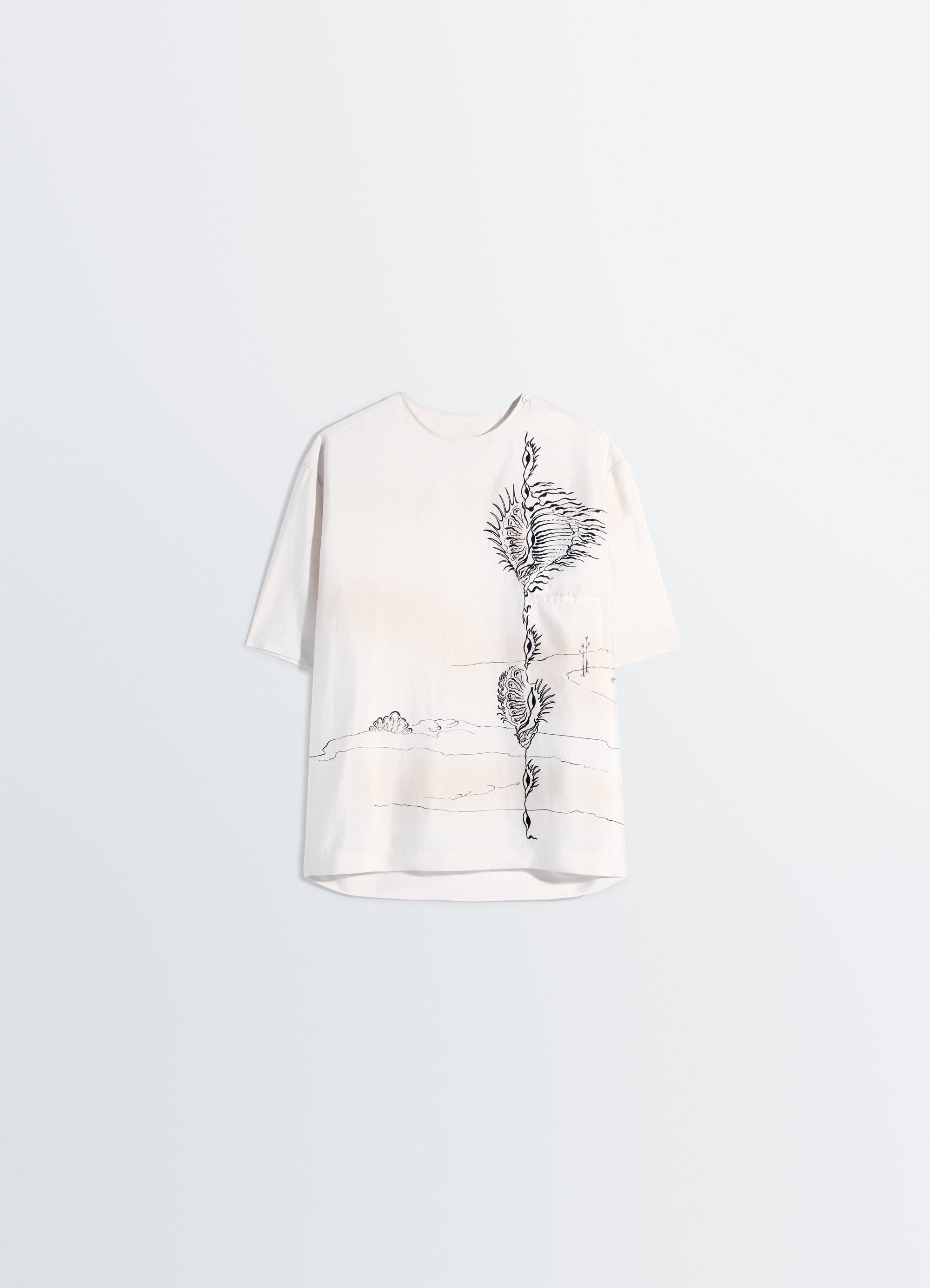 BUTTON NECK TOP IN SHELL PRINTED SILK - Jasmine - Shell Printed