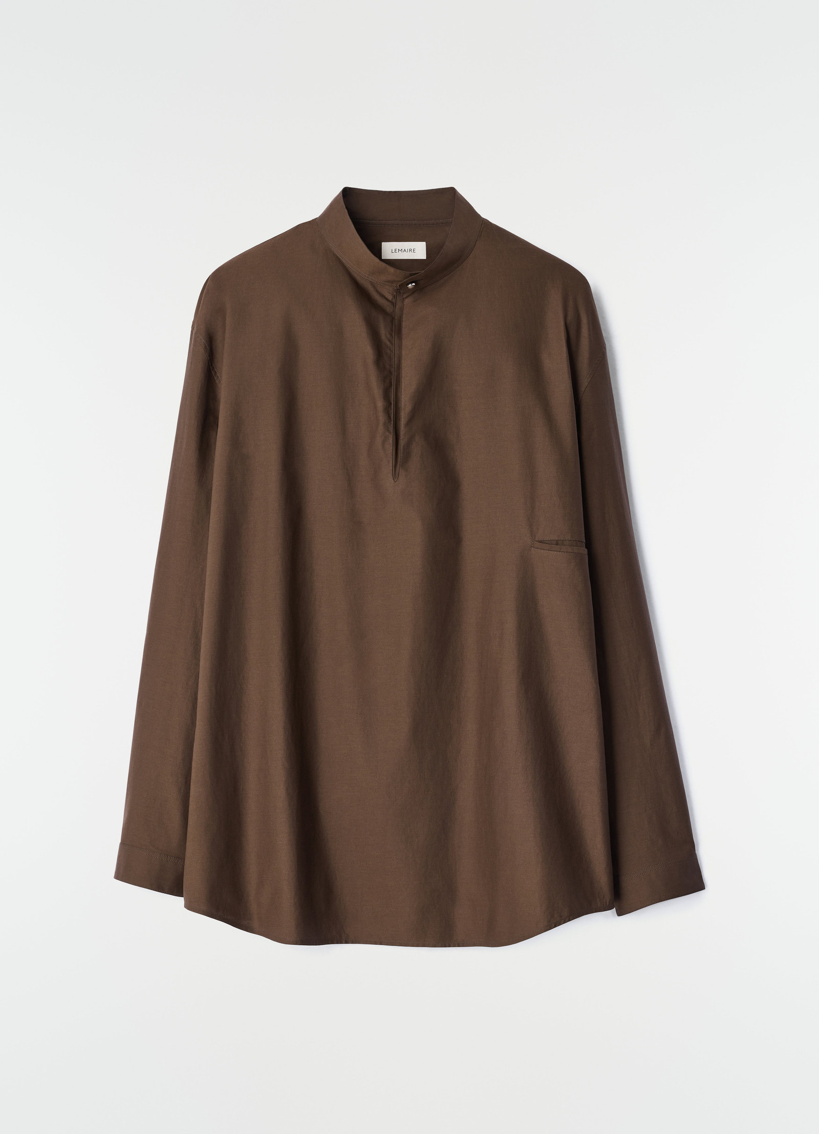 Brown washed cotton and silk blend sailor top lemaire flat lay front on white background
