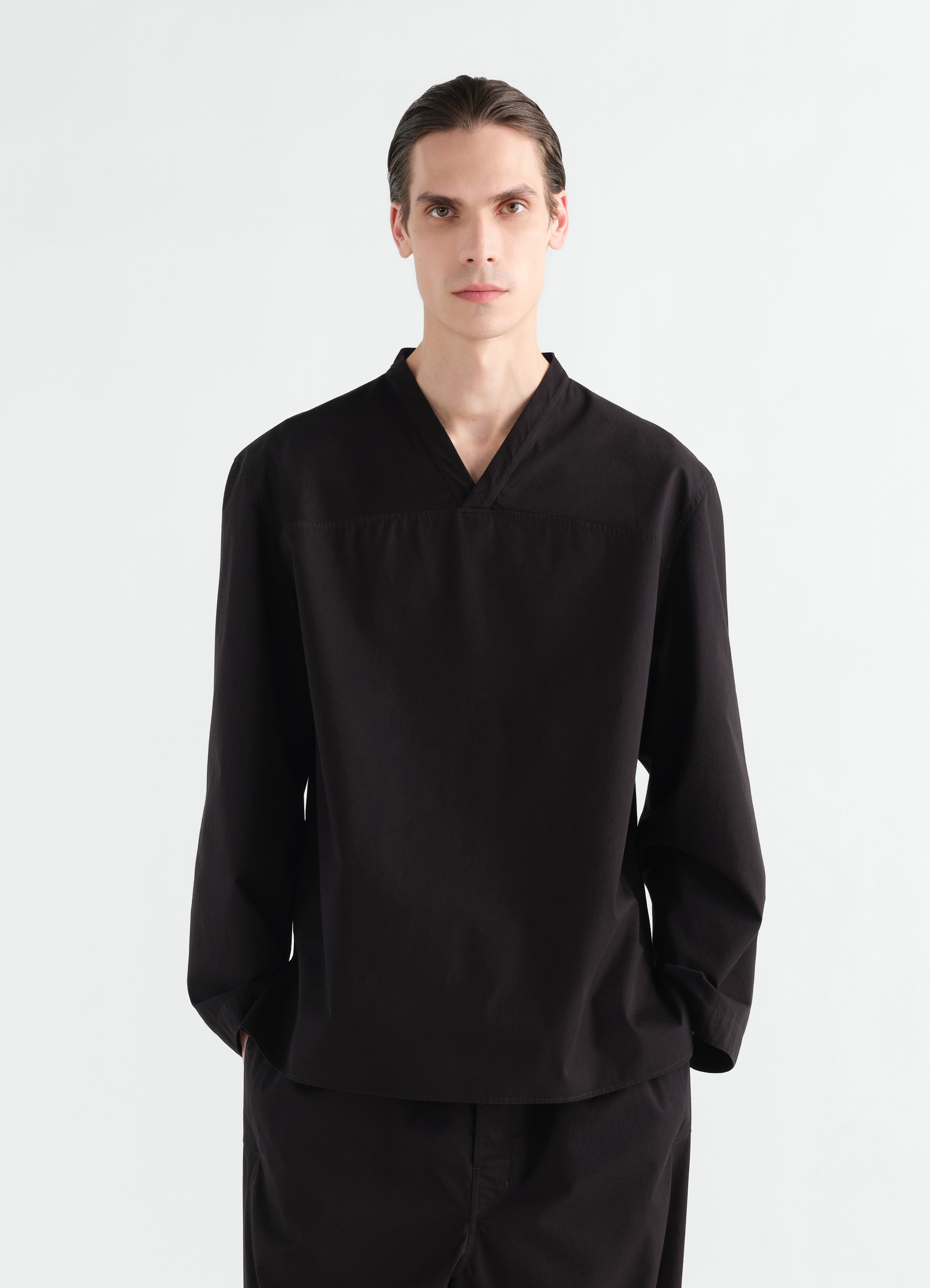 TOP À ENCOLURE V EN TWILL DE COTON LÉGER