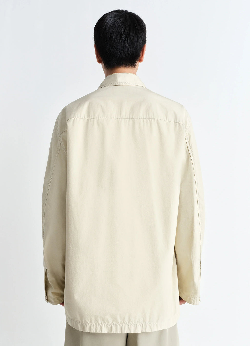 Workwear Shirt Jacket in Lightweight Cotton Poplin, model shot, back view loose fit