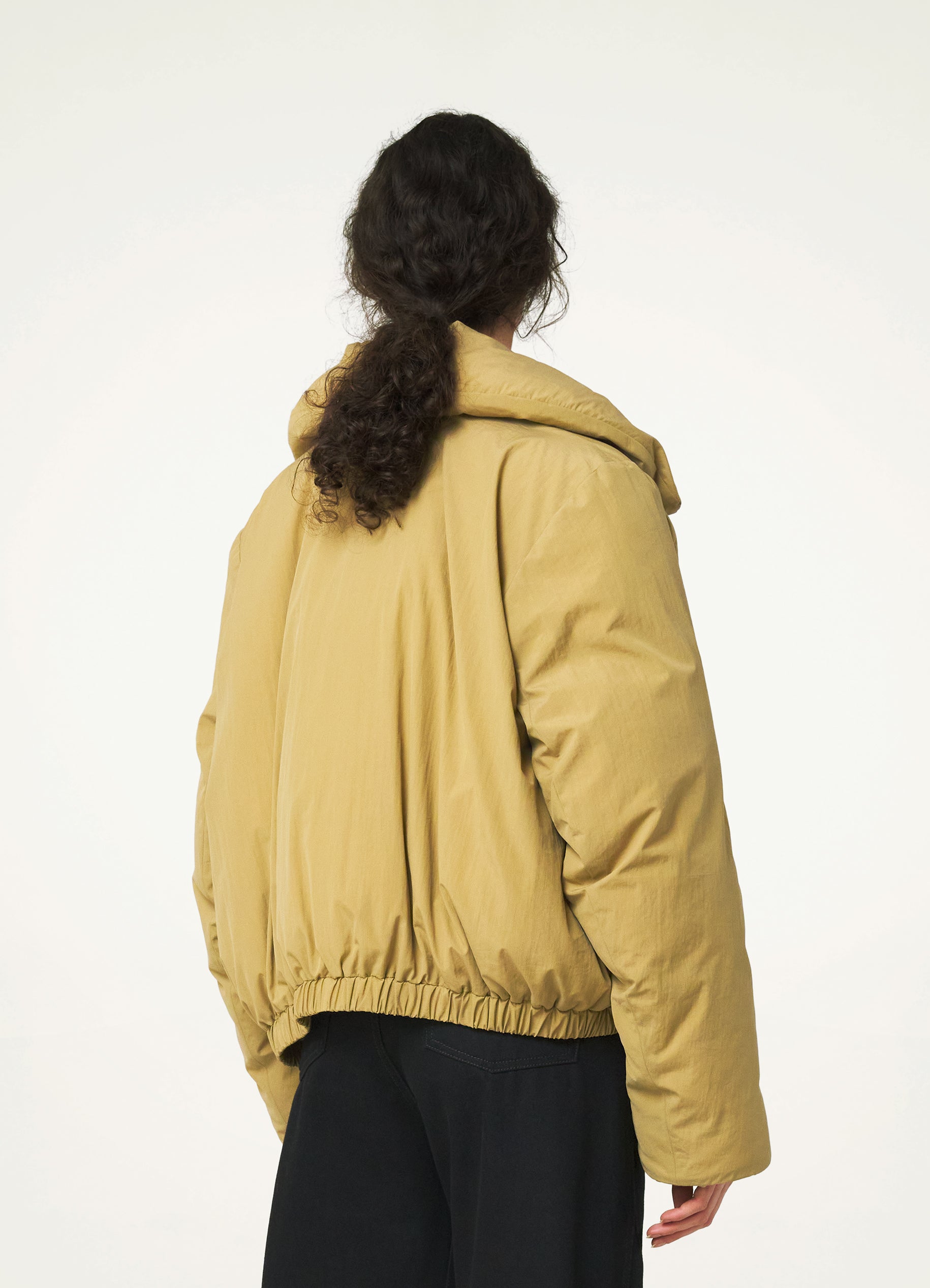 Ochre Khaki Puffer Caban in Water Repelant Technical Cotton | LEMAIRE
