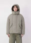 Lemaire Hooded Puffer Blouson in Light Cotton Blend, model shot, Front view Detachable peaked hood