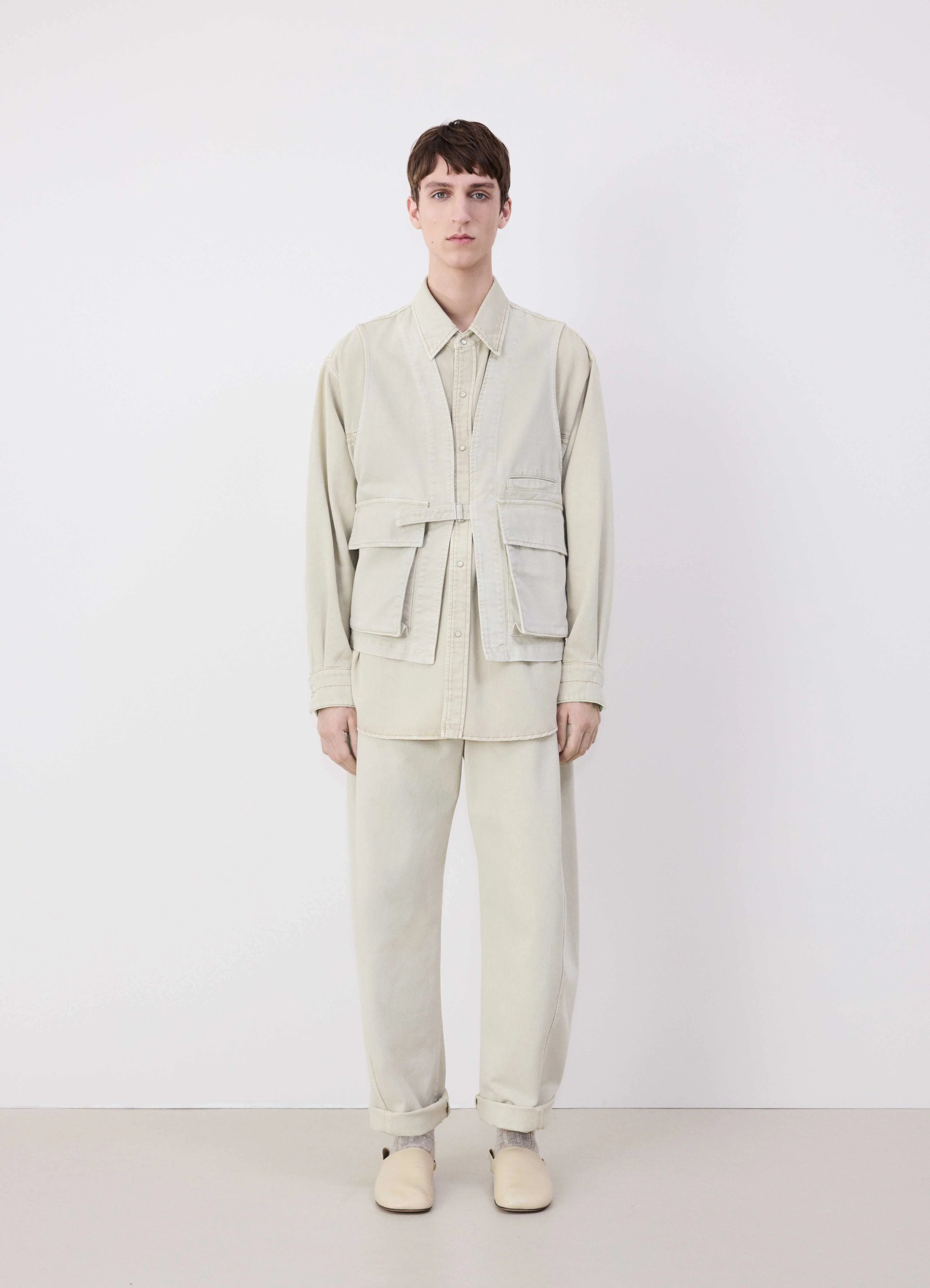 Denim Snow Oat Utility Gilet LEMAIRE