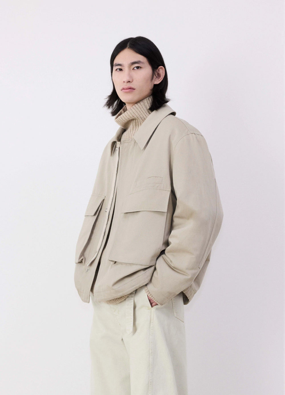 QUILTED 3D POCKETS JACKET - Sand - Wr Cotton Linen Twill - Men | LEMAIRE