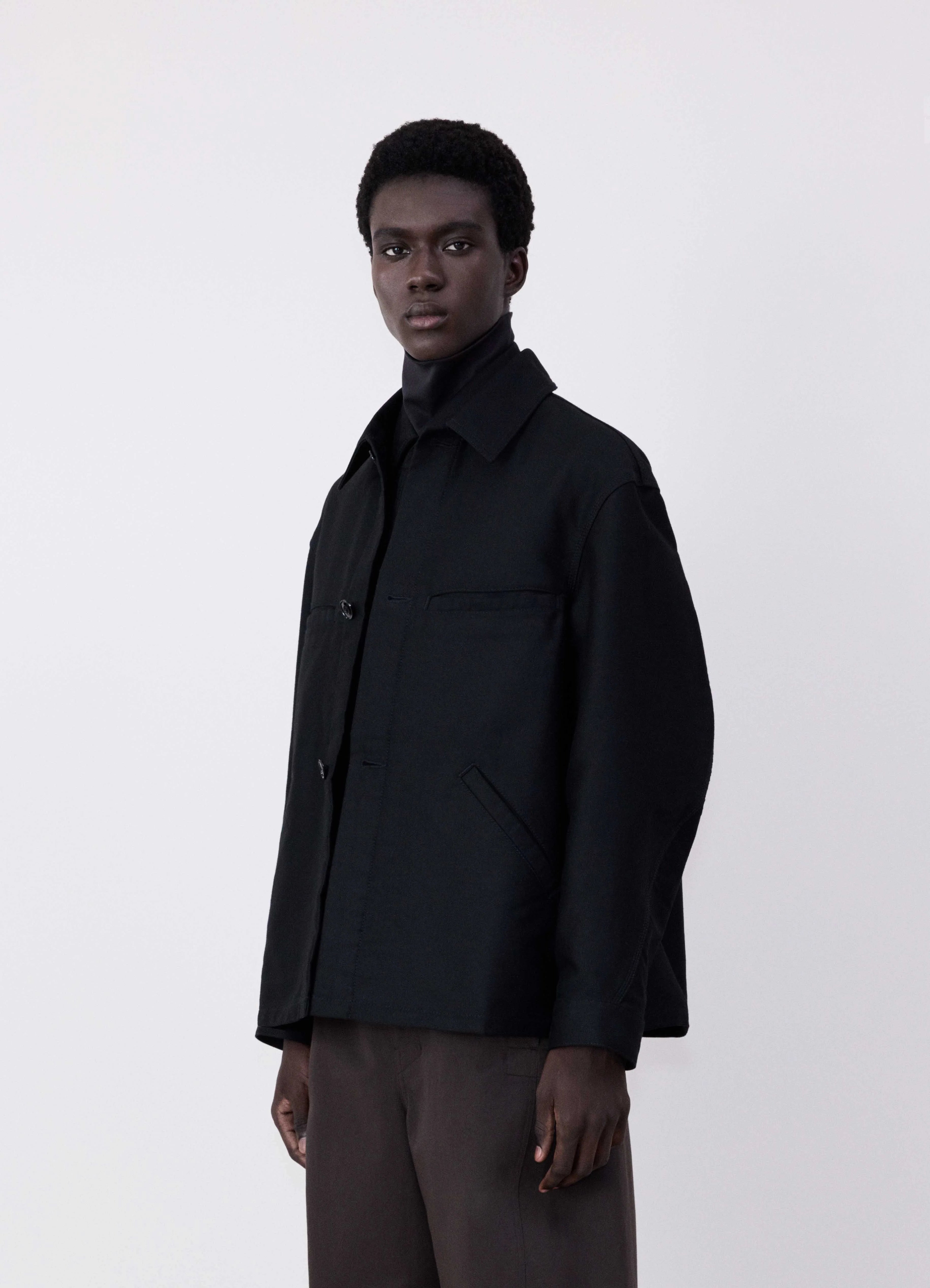 Black Twisted Sleeve Workwear Jacket | LEMAIRE