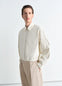 Zipped Blouson in Technical Lyocell Natural, model shot, Front side view Boxy relaxed fit