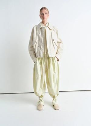 Lemaire Leather Blouson in Soft Nappa Cow Leather, model shot, Front view Slightly oversized fit