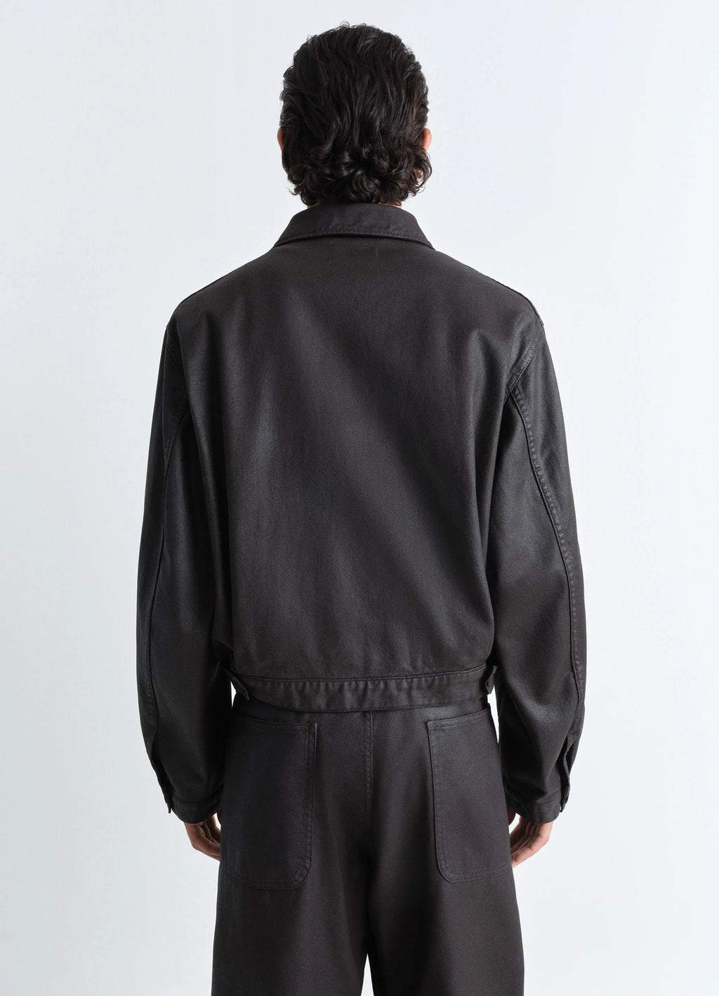 TRUCKER JACKET - Dark Chocolate - Shiny Coated Medium Denim - Men