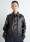 Lemaire Soft Leather Blouson in Soft cow leather, model shot, Front view Cropped, elastic hem
