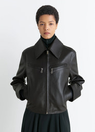BLOUSON BOXY EN CUIR