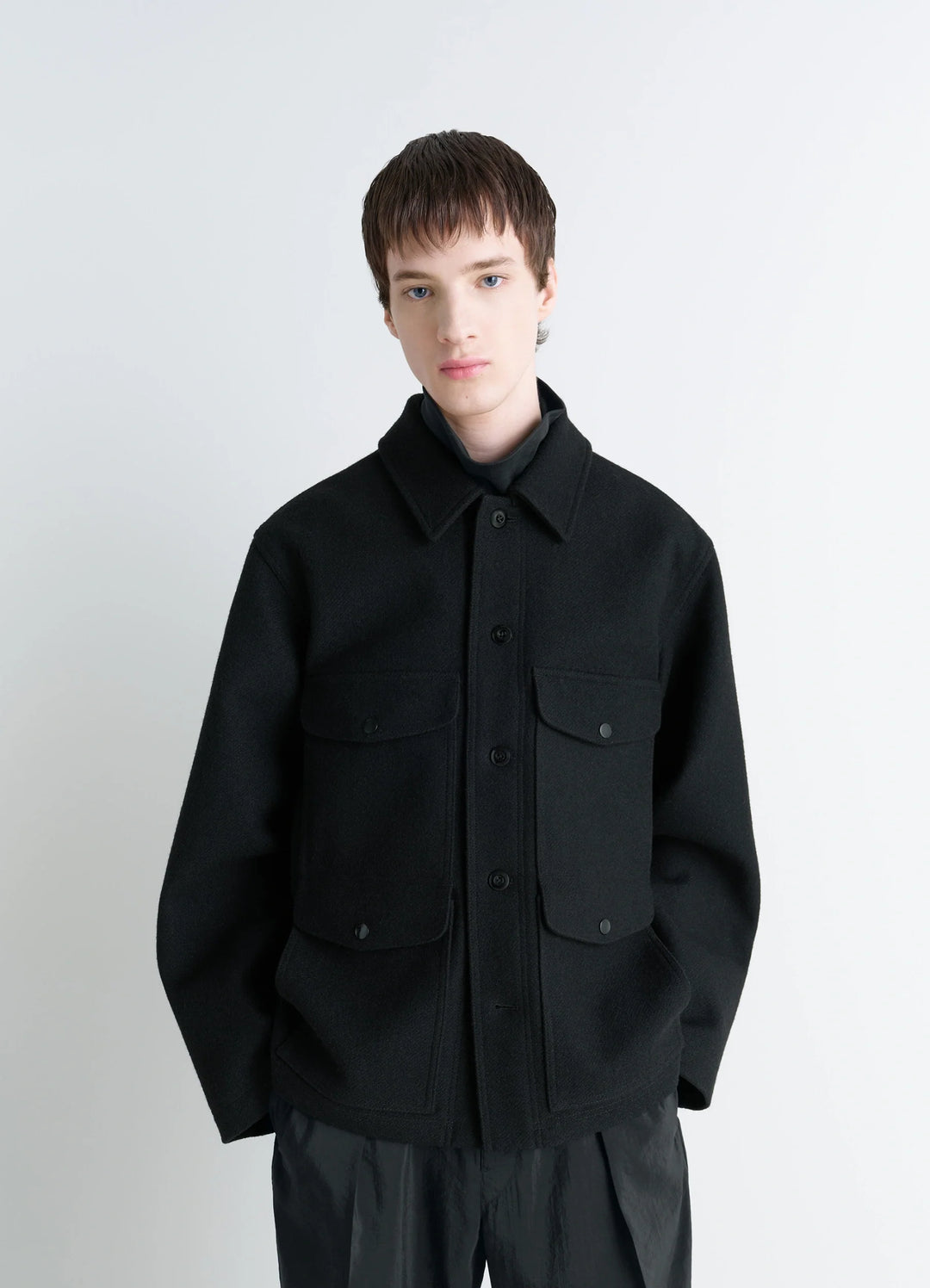 UTILITY JACKET - Black - Melton Wool - Men | LEMAIRE UTILITY JACKET - Black - Melton Wool - Men | LEMAIRE