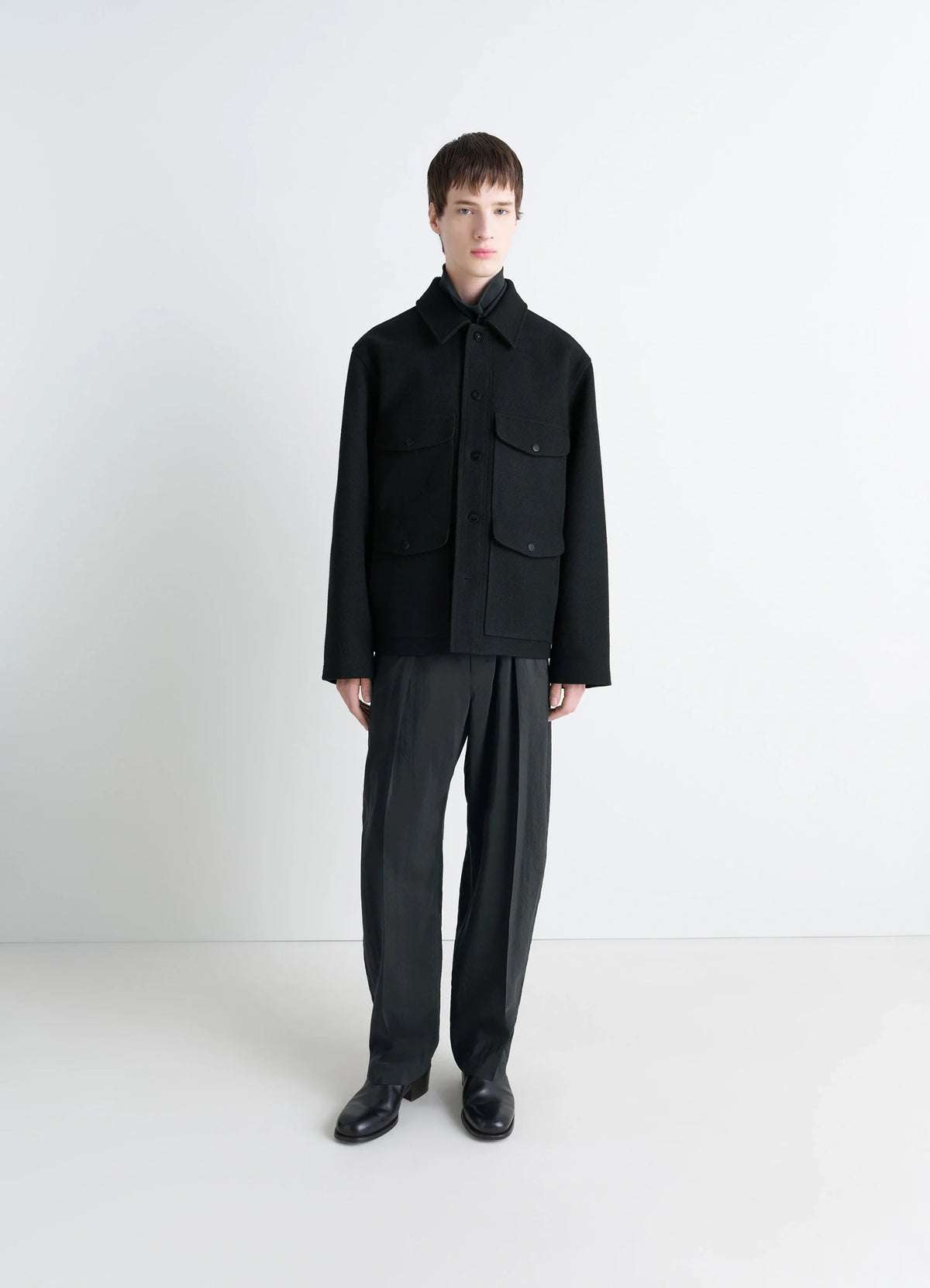 UTILITY JACKET - Black - Melton Wool - Men | LEMAIRE