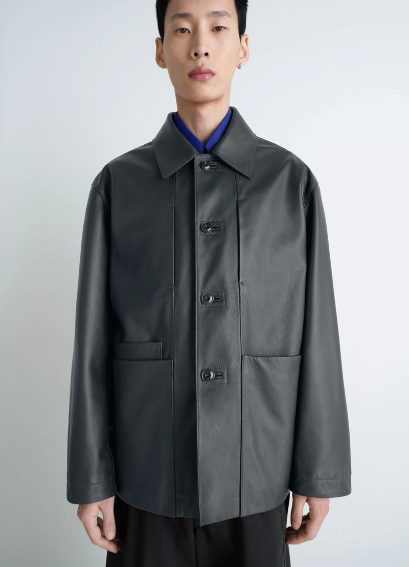 Asphalt Leather Workwear Jacket | LEMAIRE