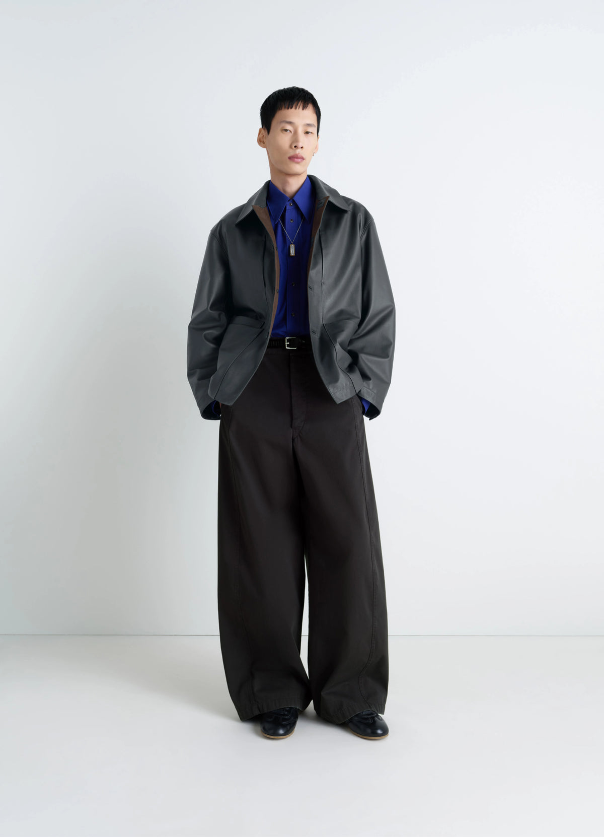 LEATHER WORKWEAR JACKET - Asphalt - Grained Cow Leather - Men