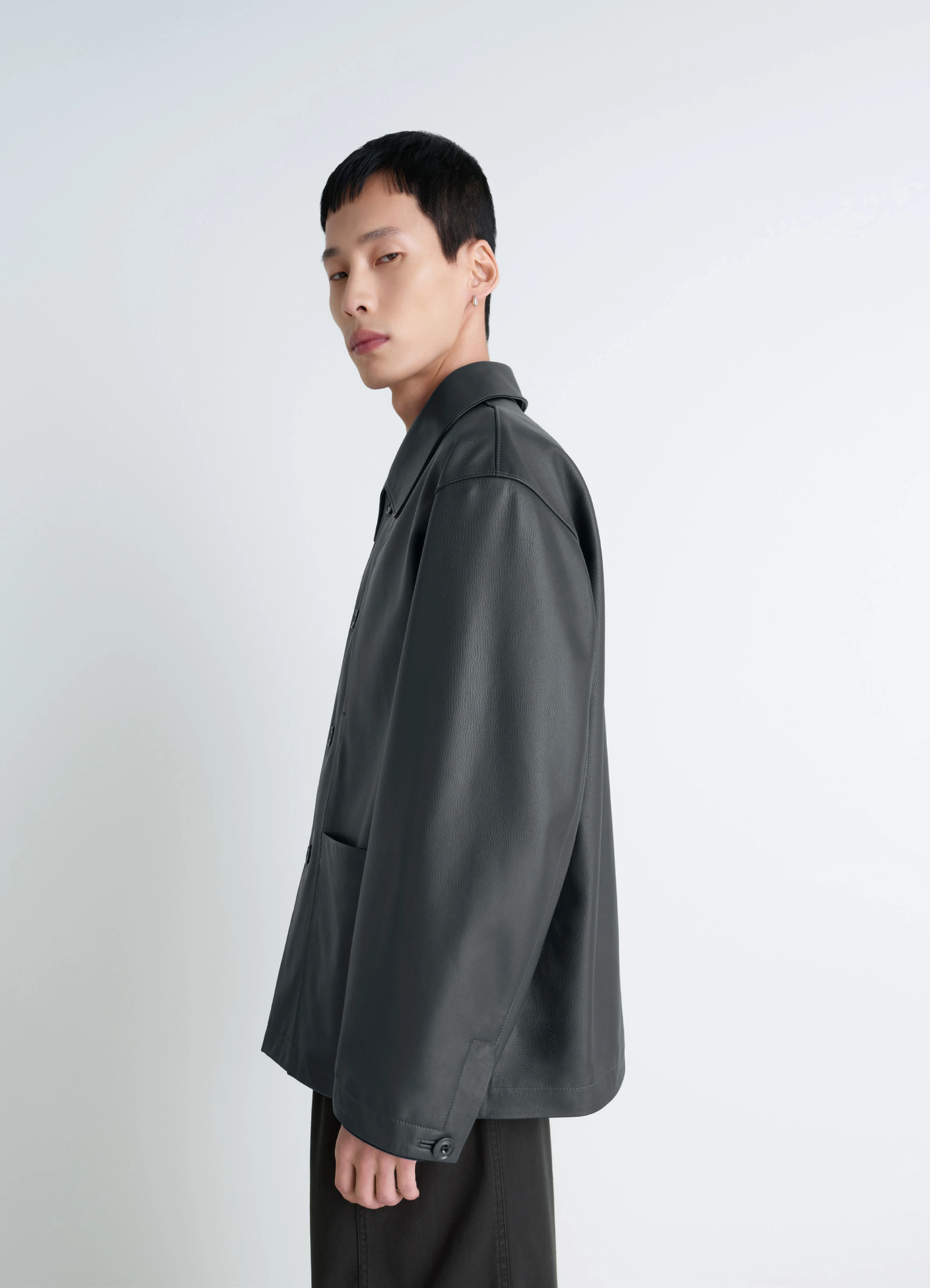 LEATHER WORKWEAR JACKET - Asphalt - Grained Cow Leather - Men LEATHER WORKWEAR JACKET - Asphalt - Grained Cow Leather - Men