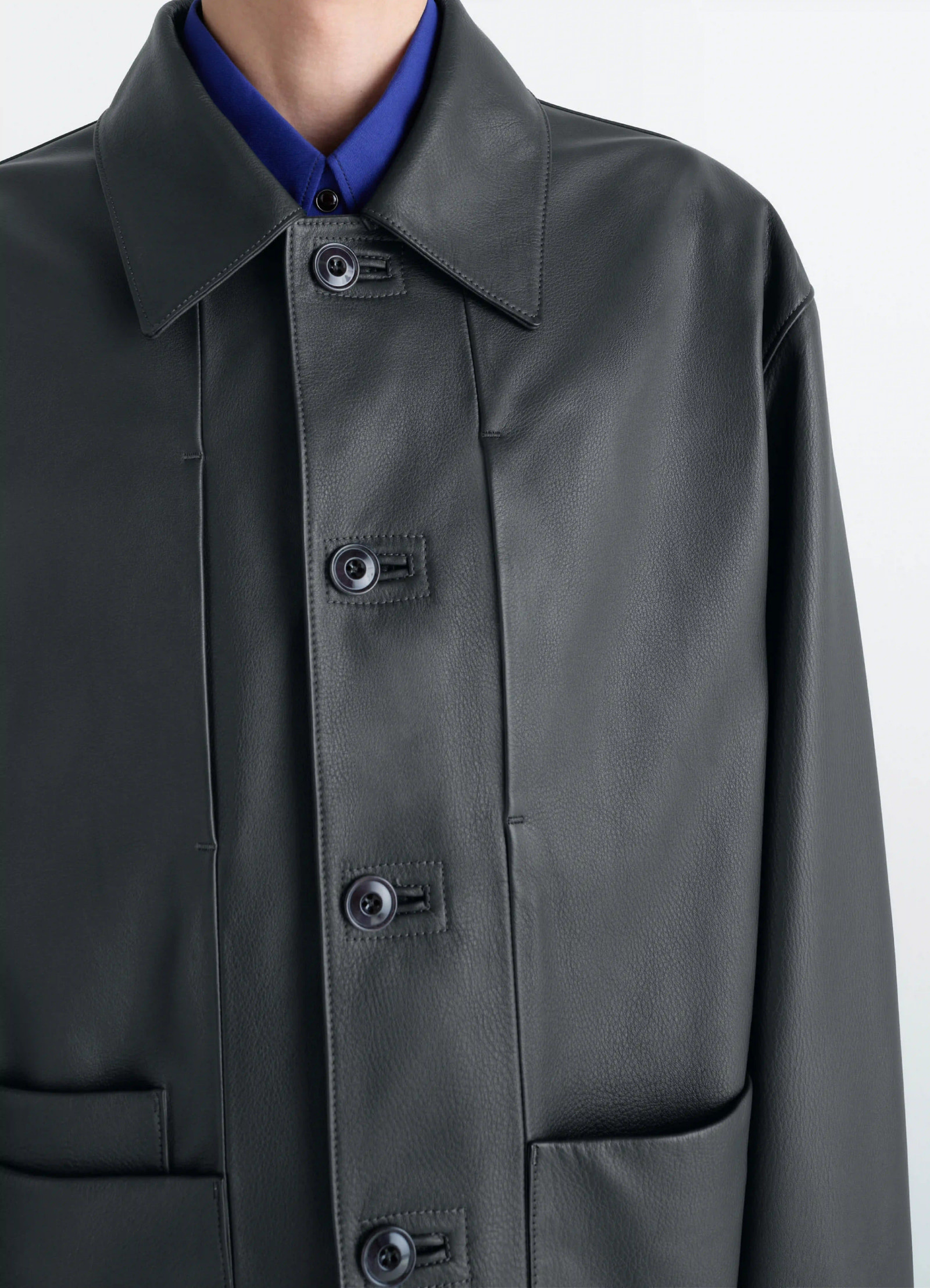 LEATHER WORKWEAR JACKET - Asphalt - Grained Cow Leather - Men LEATHER WORKWEAR JACKET - Asphalt - Grained Cow Leather - Men