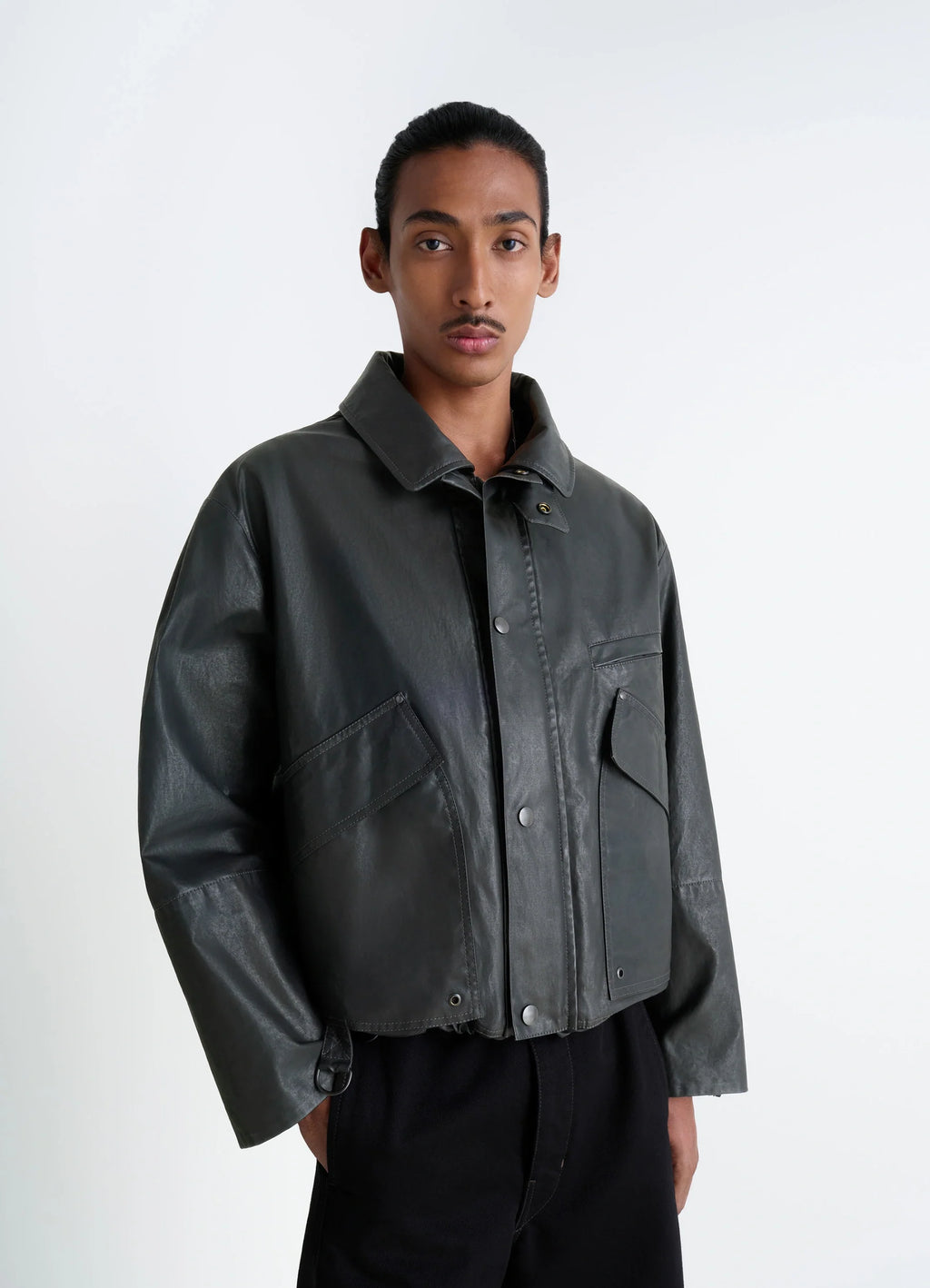 ショートレインジャケット - Onyx - Water Repellent Resinated ショートレインジャケット - Onyx - Water Repellent Resinated