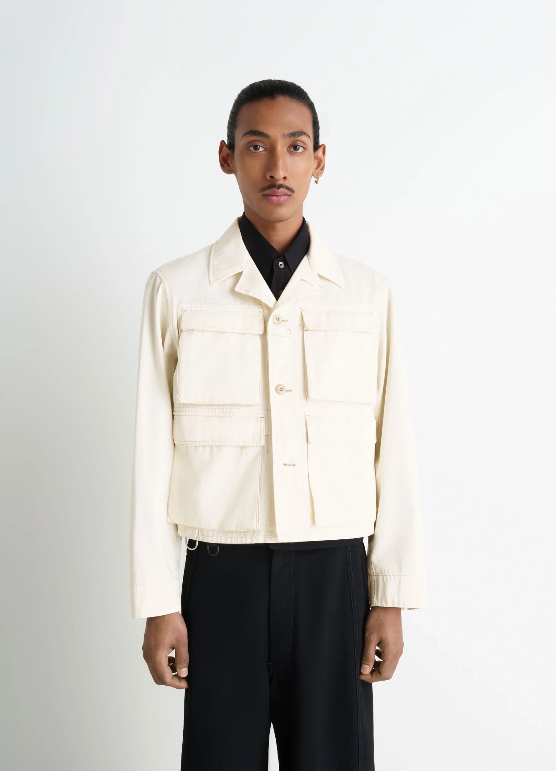 SHORT UTILITY JACKET - Light Cream - Garment Dyed Compact Cotton