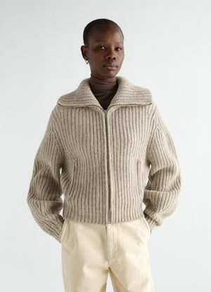 Zipped cardigan in yak alpaca