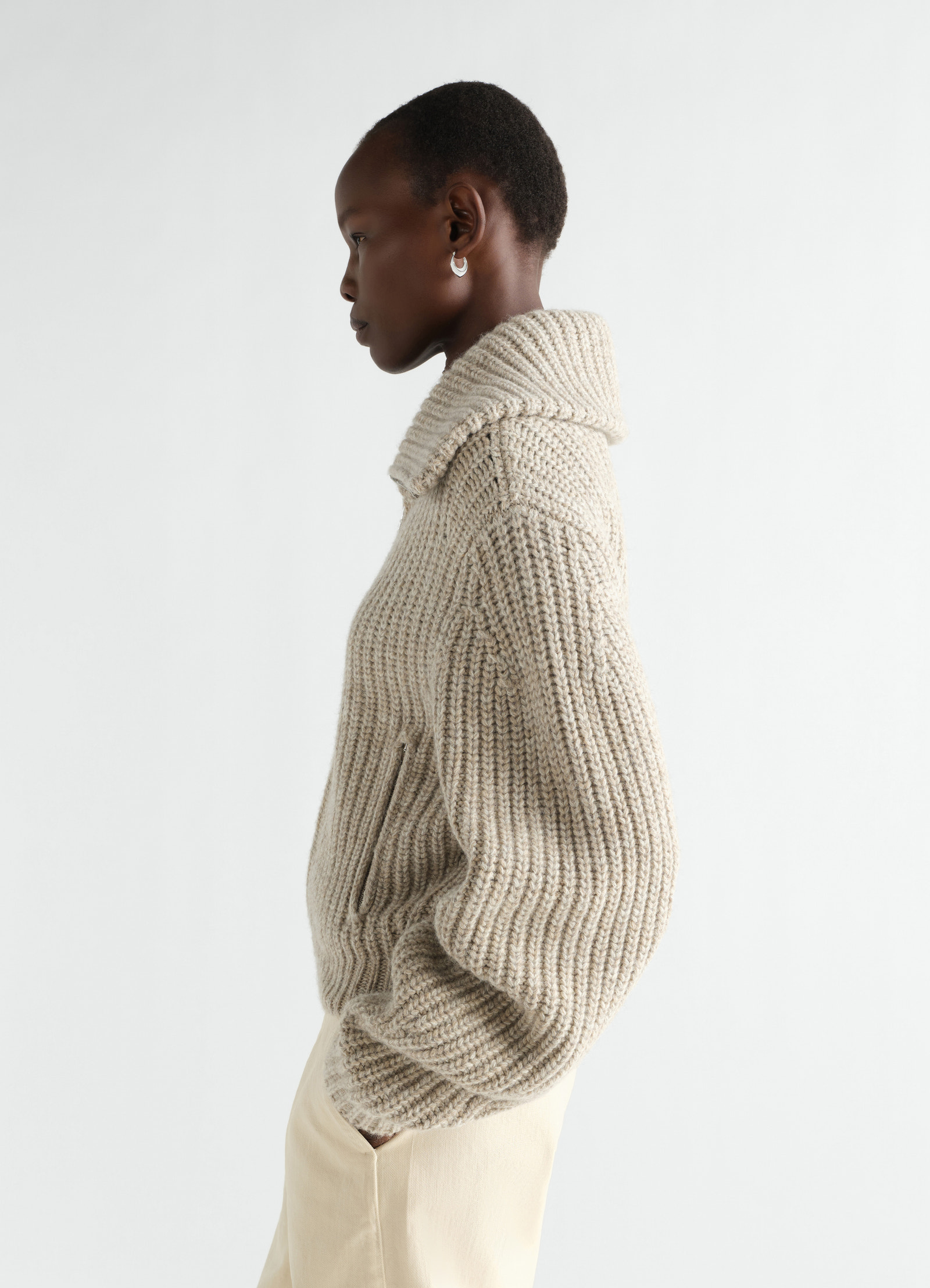 Zipped cardigan in yak alpaca