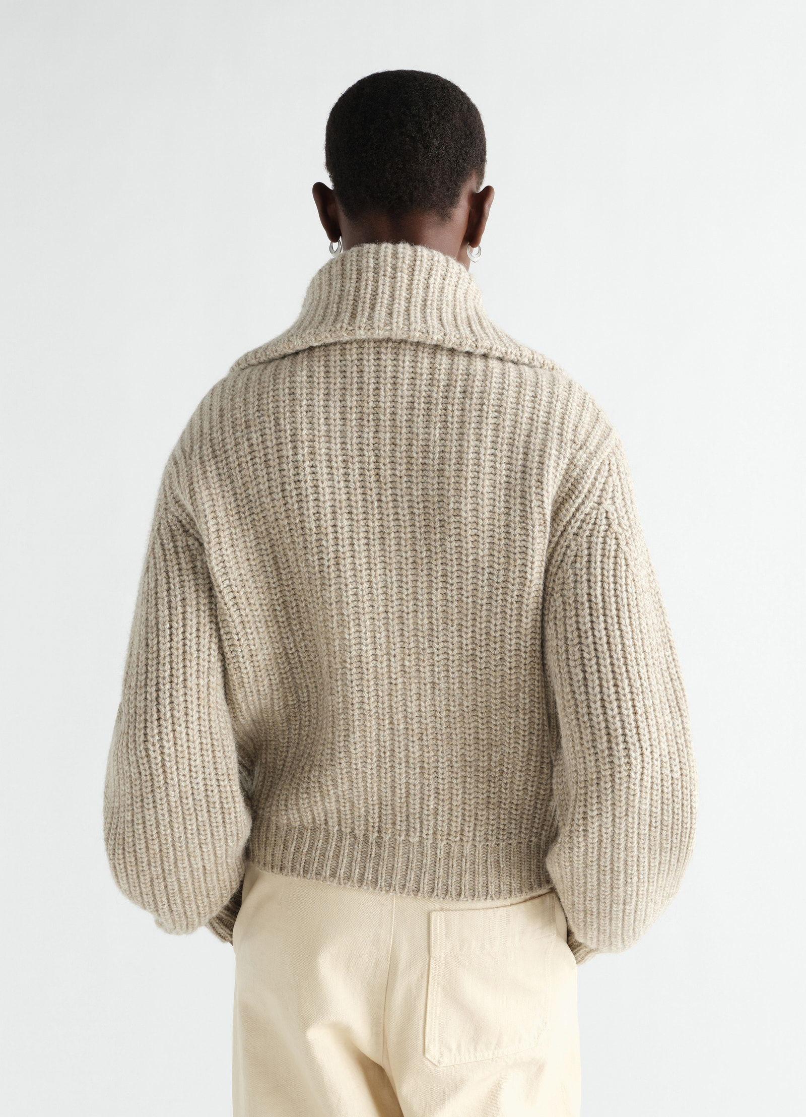 Zipped cardigan in yak alpaca
