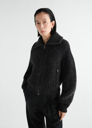 Zipped cardigan in yak alpaca