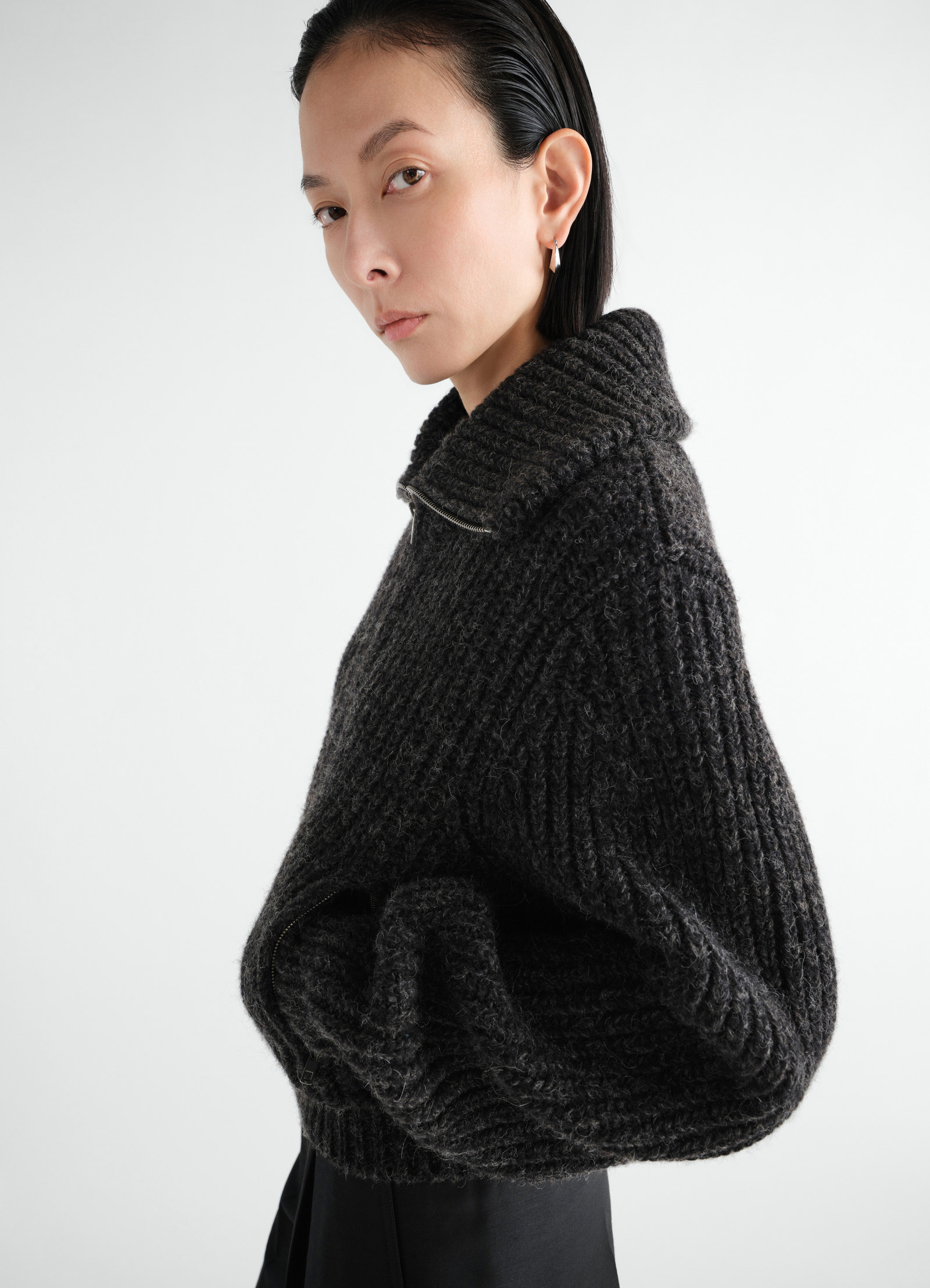 Zipped cardigan in yak alpaca