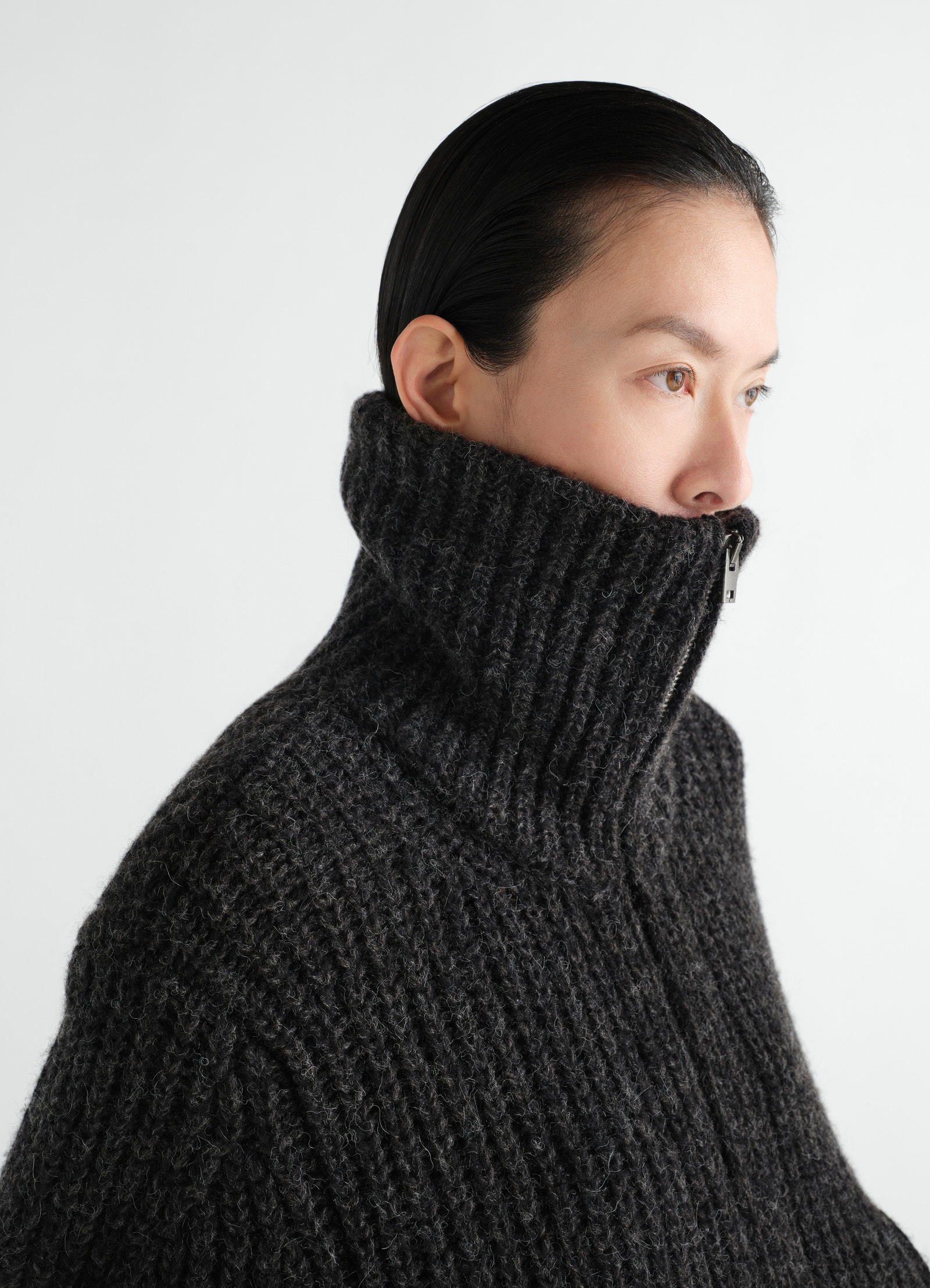 Zipped cardigan in yak alpaca