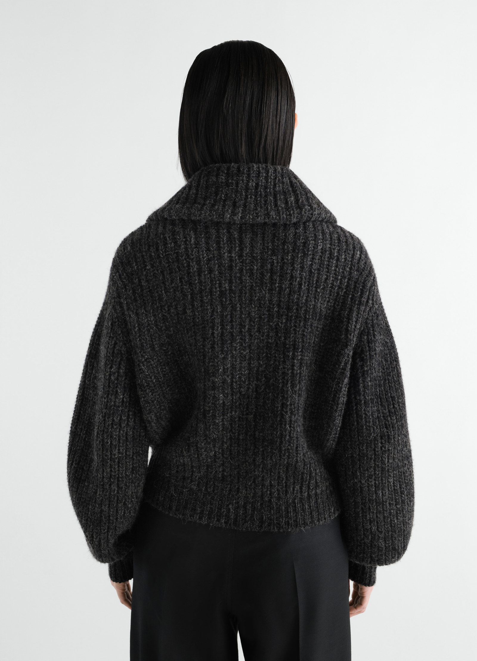 Zipped cardigan in yak alpaca
