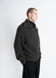 Crafted Zip-Up Cardigan in Heather Alpaca Yak Wool, model shot, Side view Textured ribbed knit