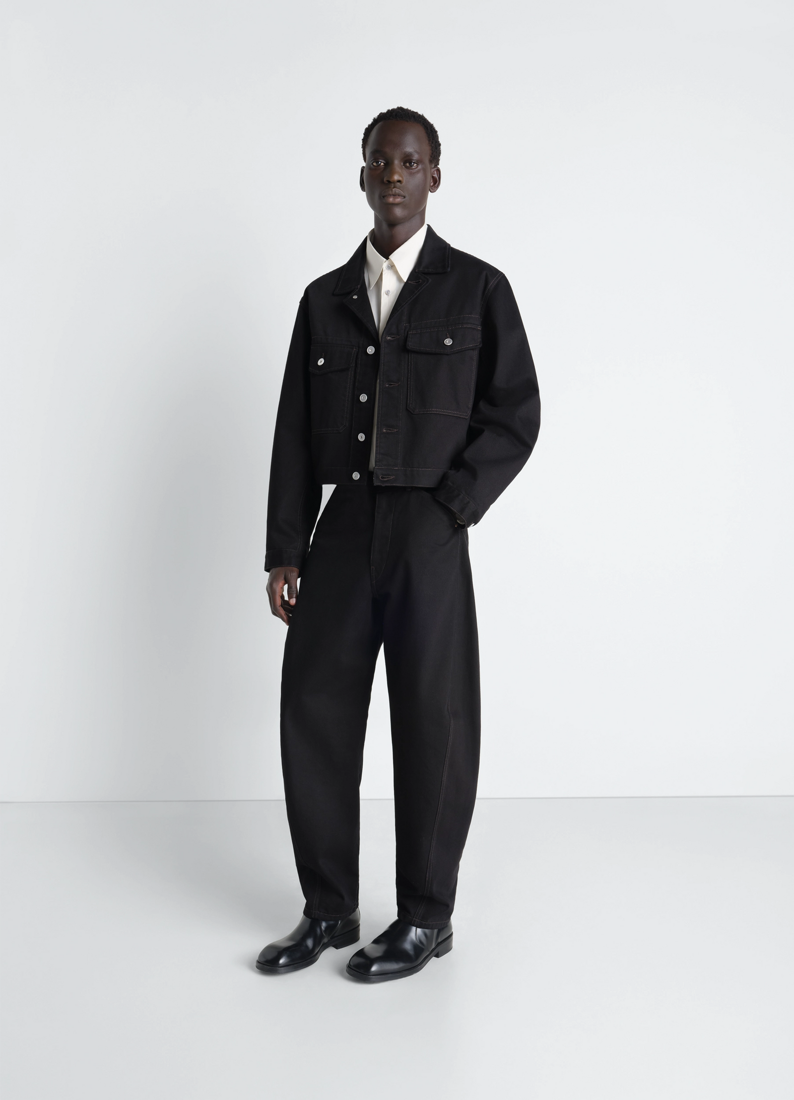 TRUCKER JACKET IN DENIM - Black - Heavy Black Denim - Men | LEMAIRE TRUCKER JACKET IN DENIM - Black - Heavy Black Denim - Men | LEMAIRE