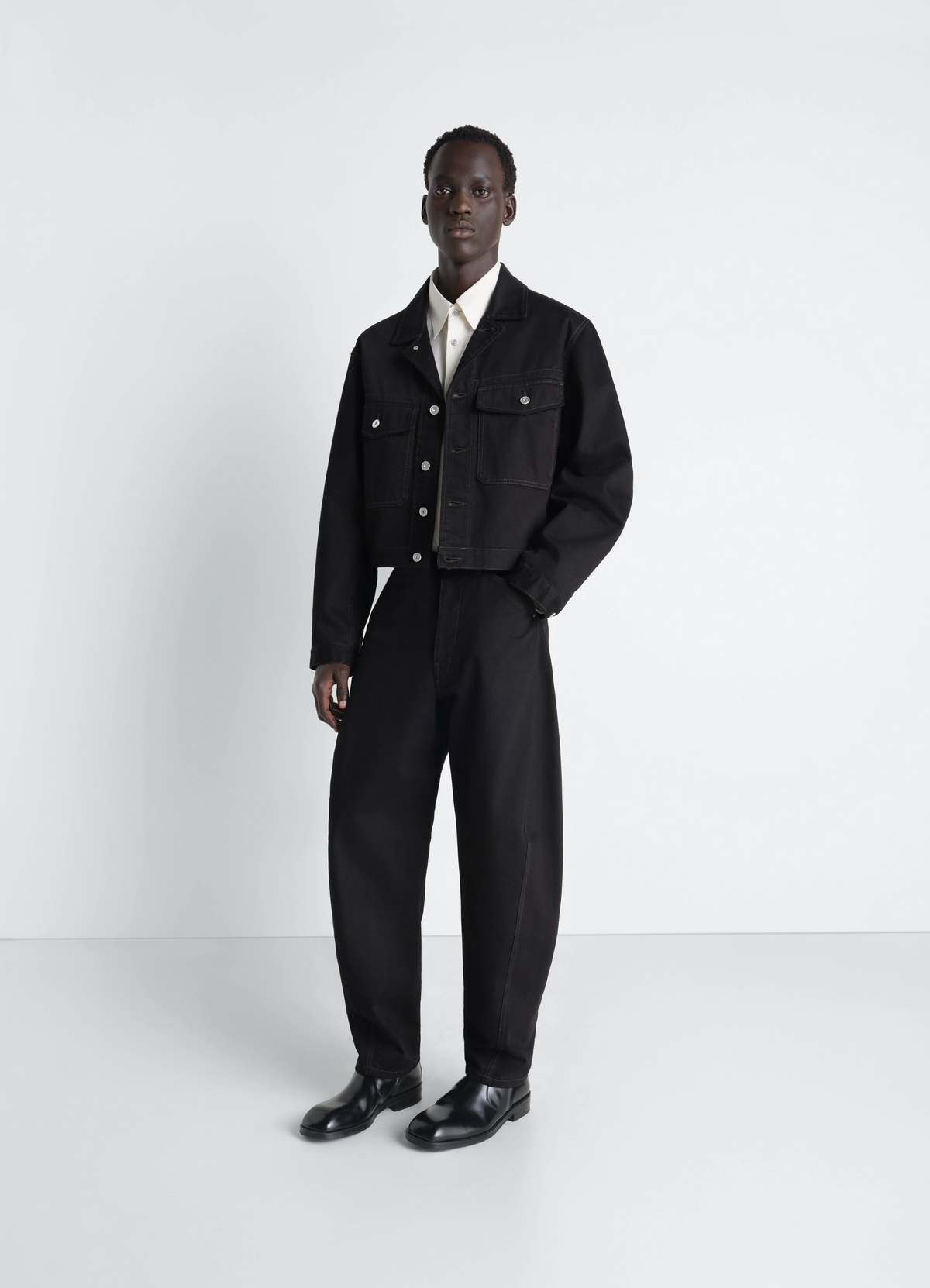 トラッカージャケット - Black - ヘビーブラックデニム - メンズ | LEMAIRE