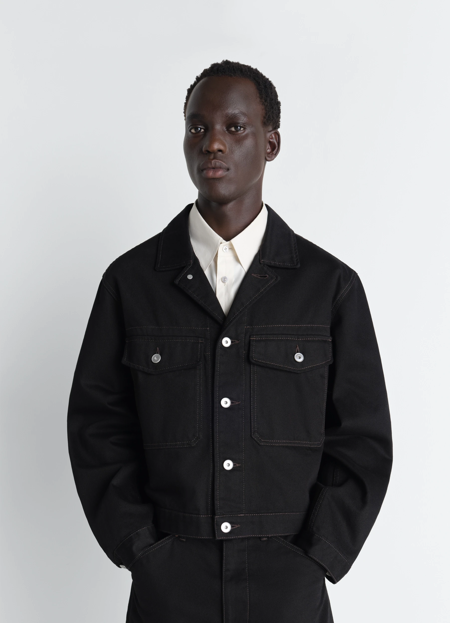 TRUCKER JACKET - Black - Heavy Black Denim - Men | LEMAIRE