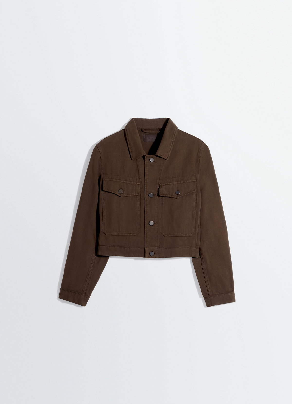 CROPPED BLOUSON IN DYED HEAVY BROKEN TWILL - Cacao - Dyed Heavy