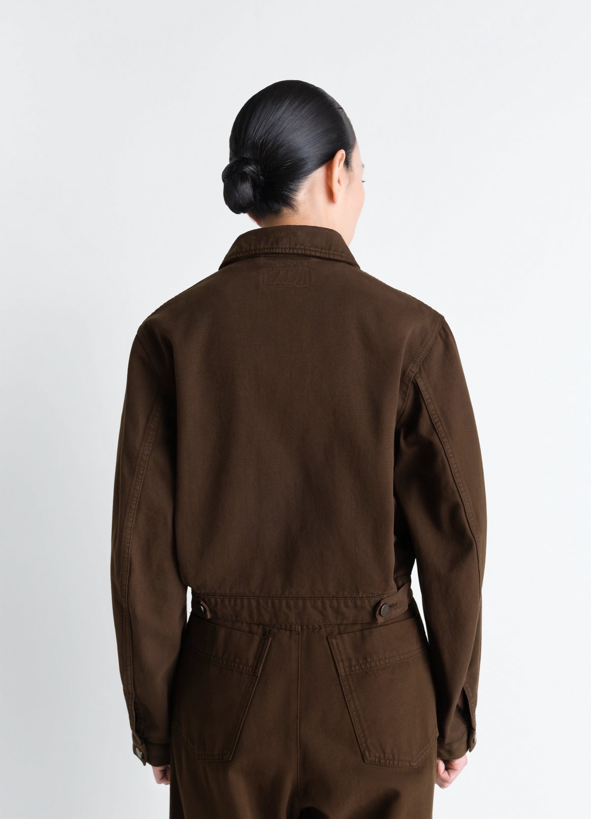 CROPPED BLOUSON IN DYED HEAVY BROKEN TWILL - Cacao - Dyed Heavy