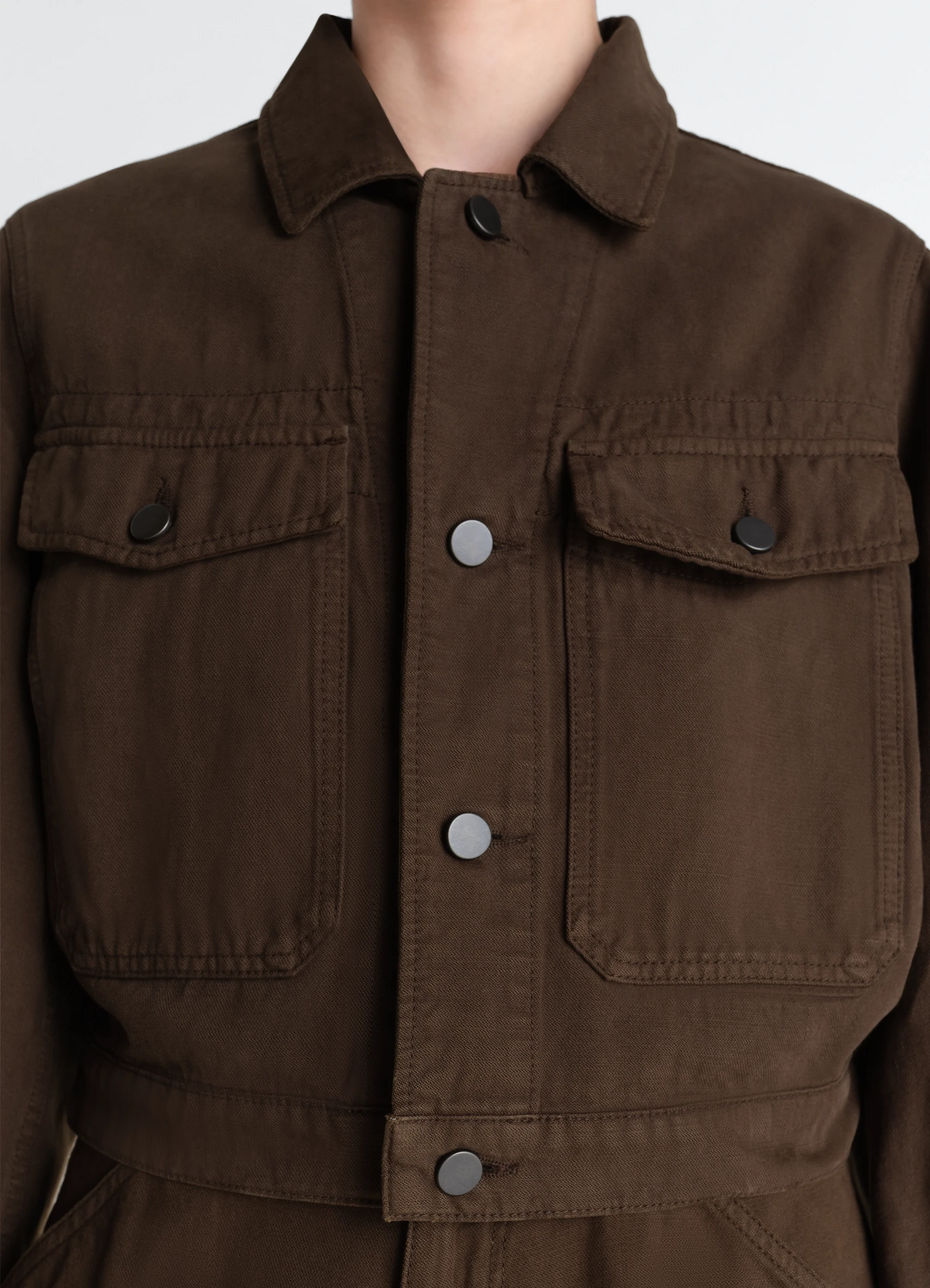 CROPPED BLOUSON IN DYED HEAVY BROKEN TWILL - Cacao - Dyed Heavy CROPPED BLOUSON IN DYED HEAVY BROKEN TWILL - Cacao - Dyed Heavy