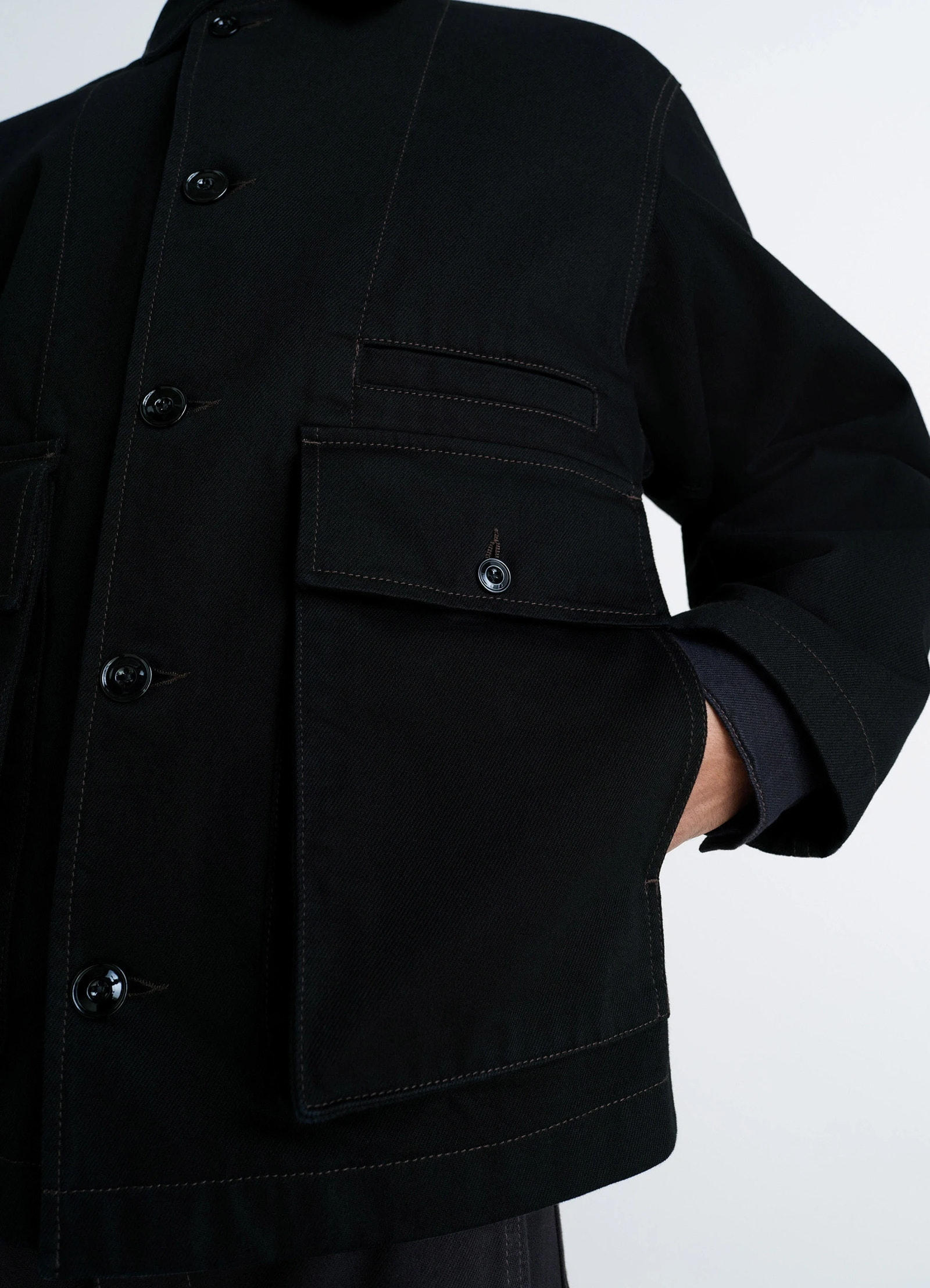 BOXY JACKET IN DENIM - Black - Heavy Black Denim - Unisex | LEMAIRE