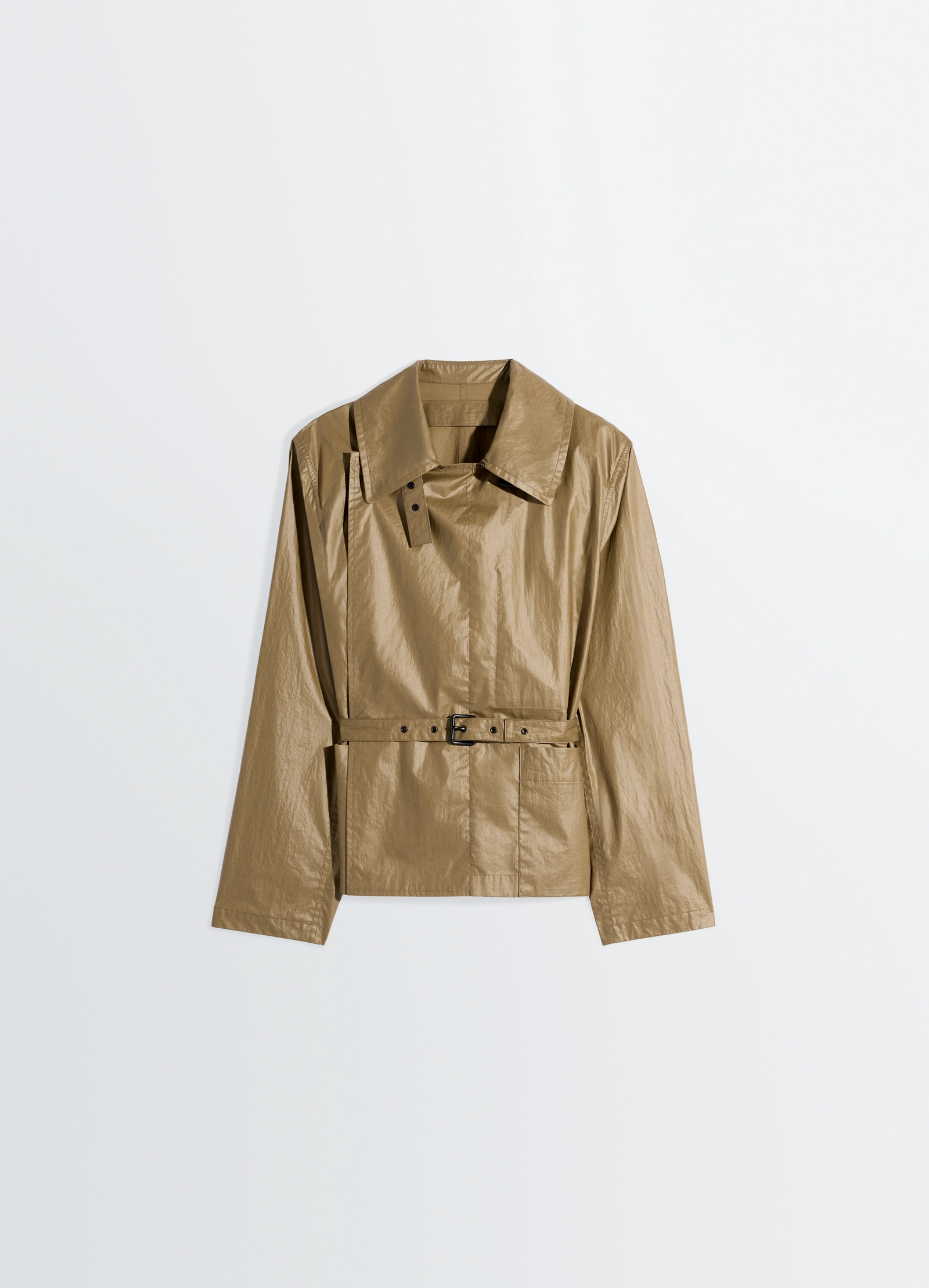LIGHT WRAP JACKET IN LIGHT COATED COTTON - Khaki - Water Repellent