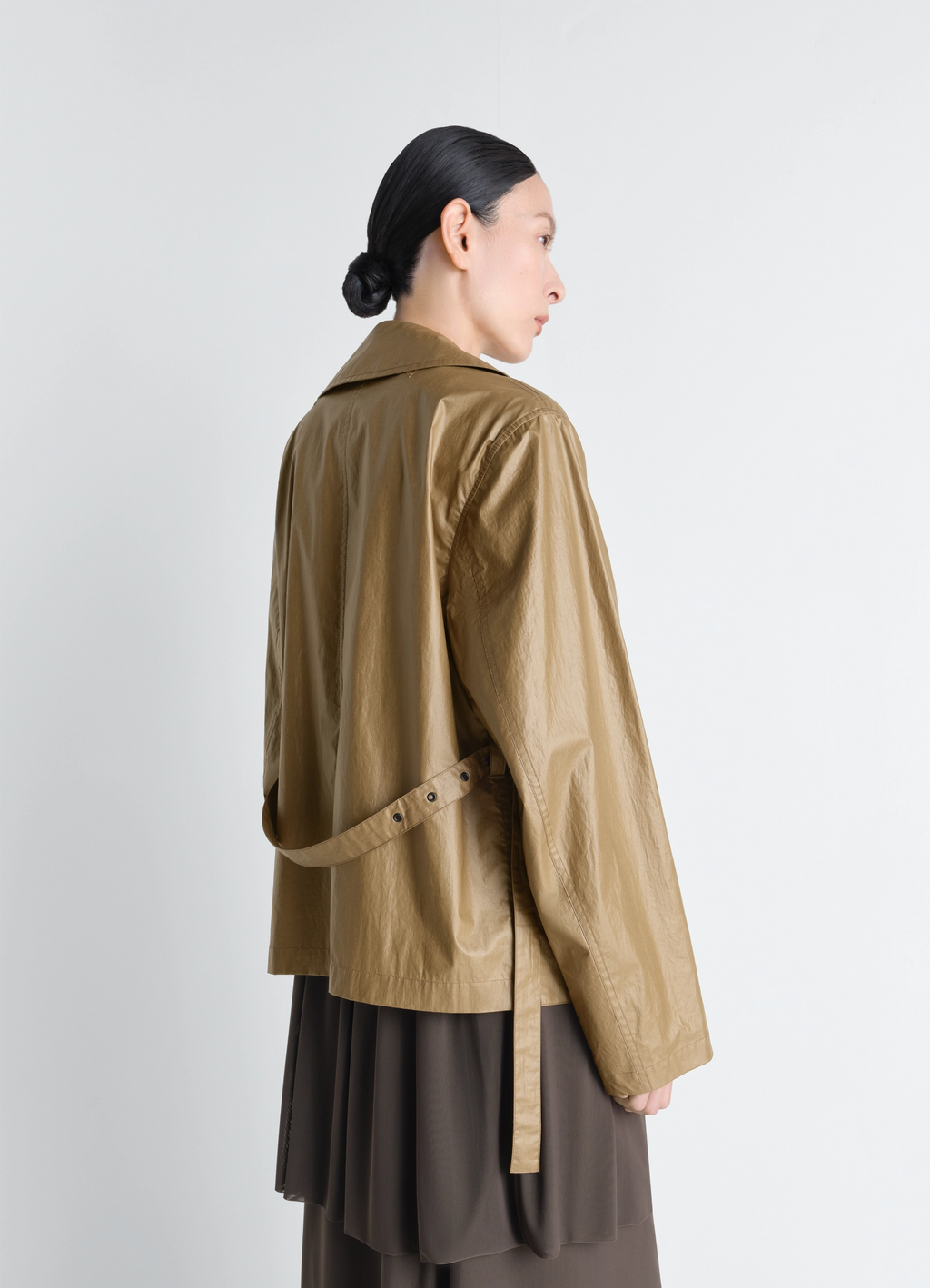 ライトコーティングコットンのライトラップジャケット - Khaki - 撥水